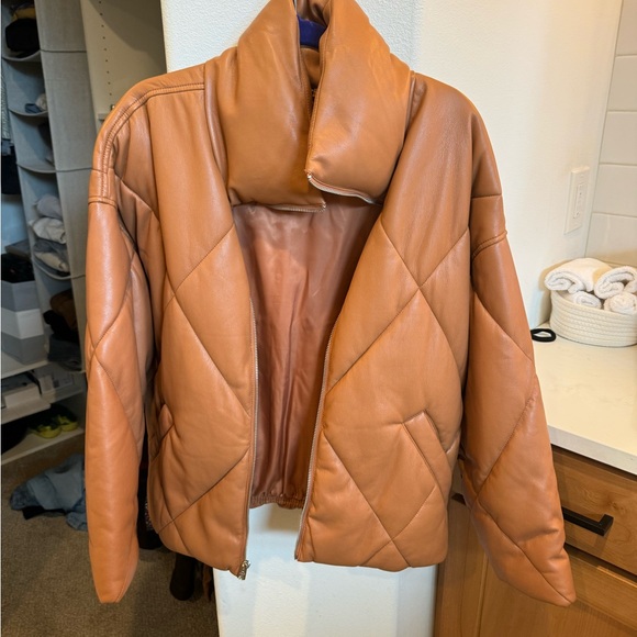 Abercrombie faux cognac leather jacket - Picture 2 of 3